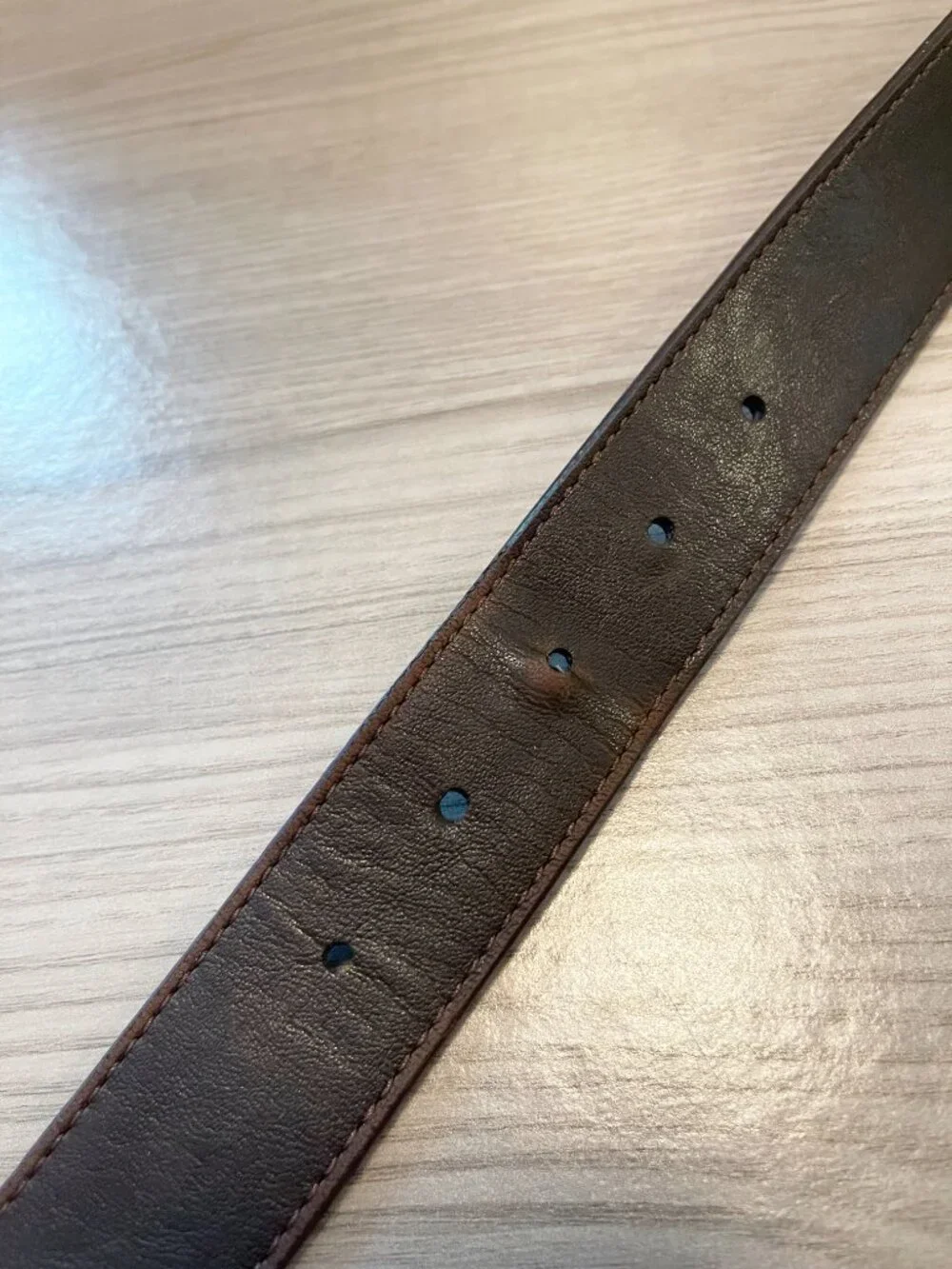 Genuine Leather Brown Belt Silver Buckle Size 42 Reversible Classic Dress Belt