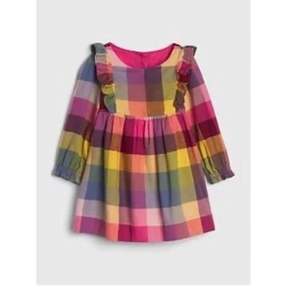 Baby Girls Gap Checkered Flannel Long Sleeve Dress - Sz 12-18 mo