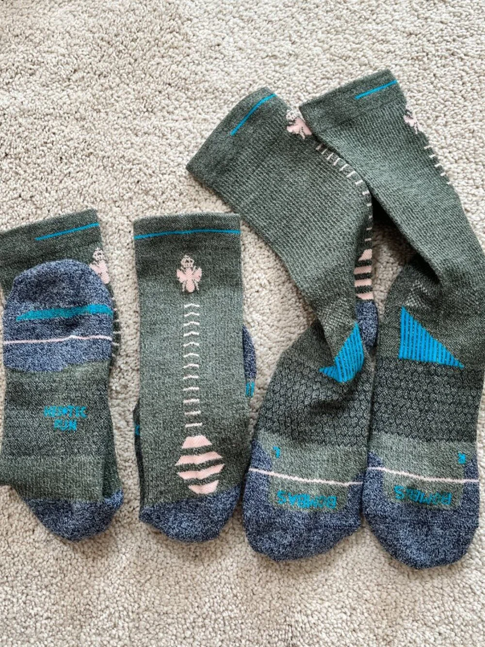 2-Pack New BOMBAS merino wool blend Midweight Crew Calf Socks XL Unisex Green