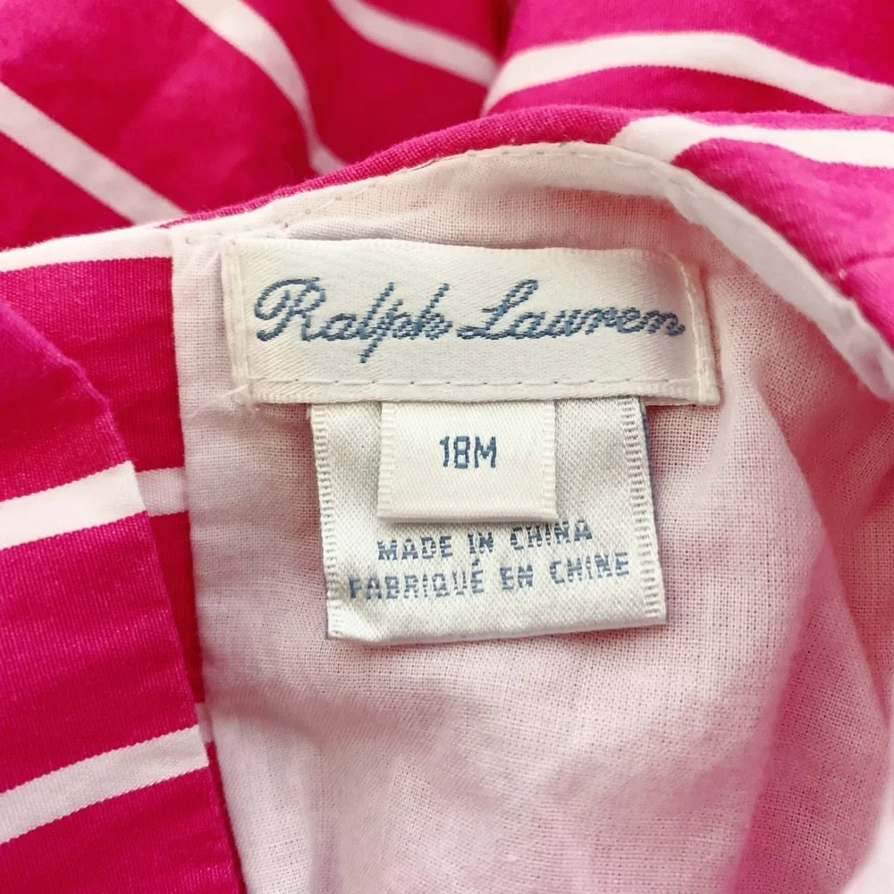 Ralph Lauren Baby Girls Striped Pink Dress 18M