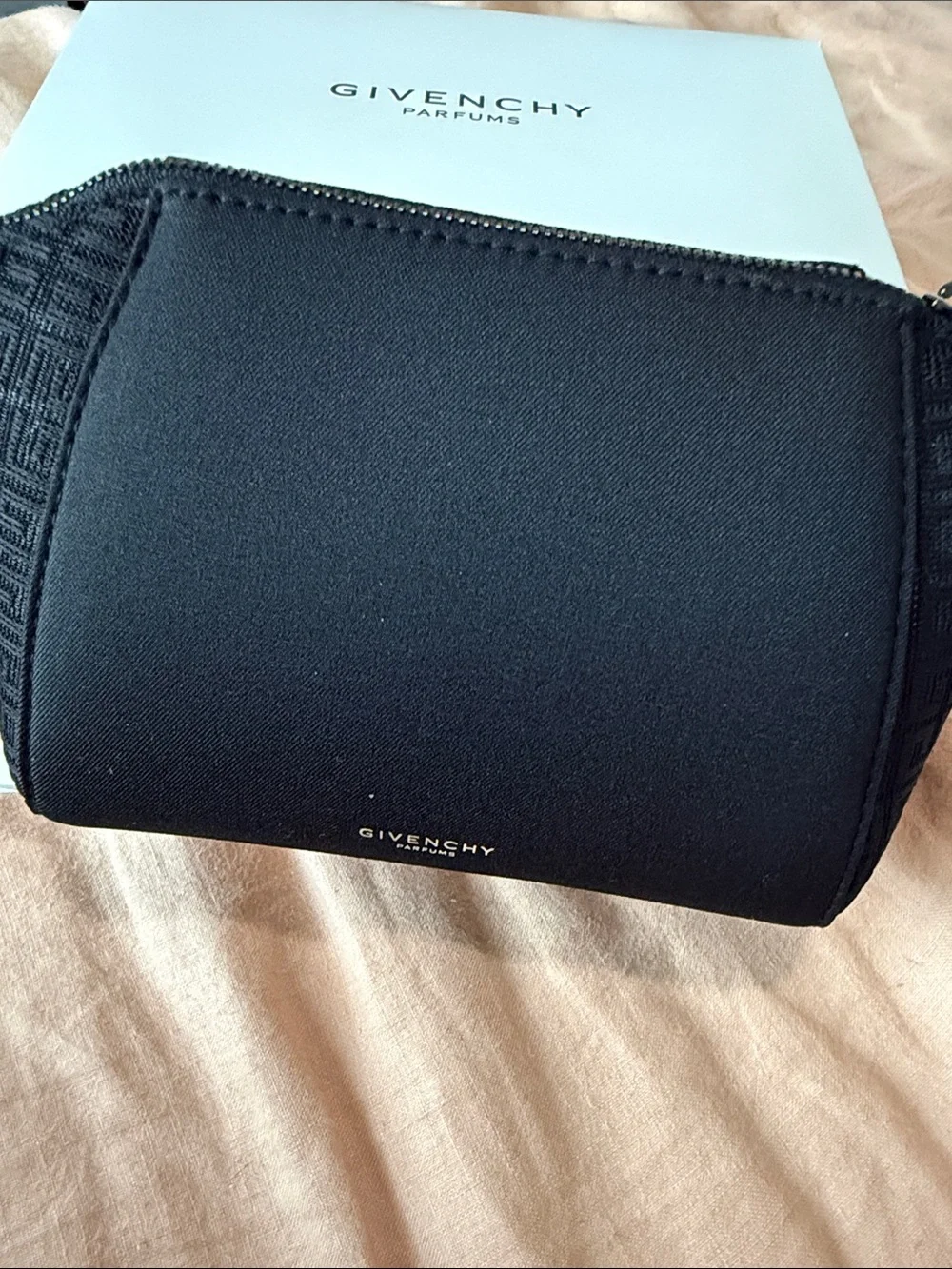 Givenchy Black Neoprene Zip Cosmetic Pouch