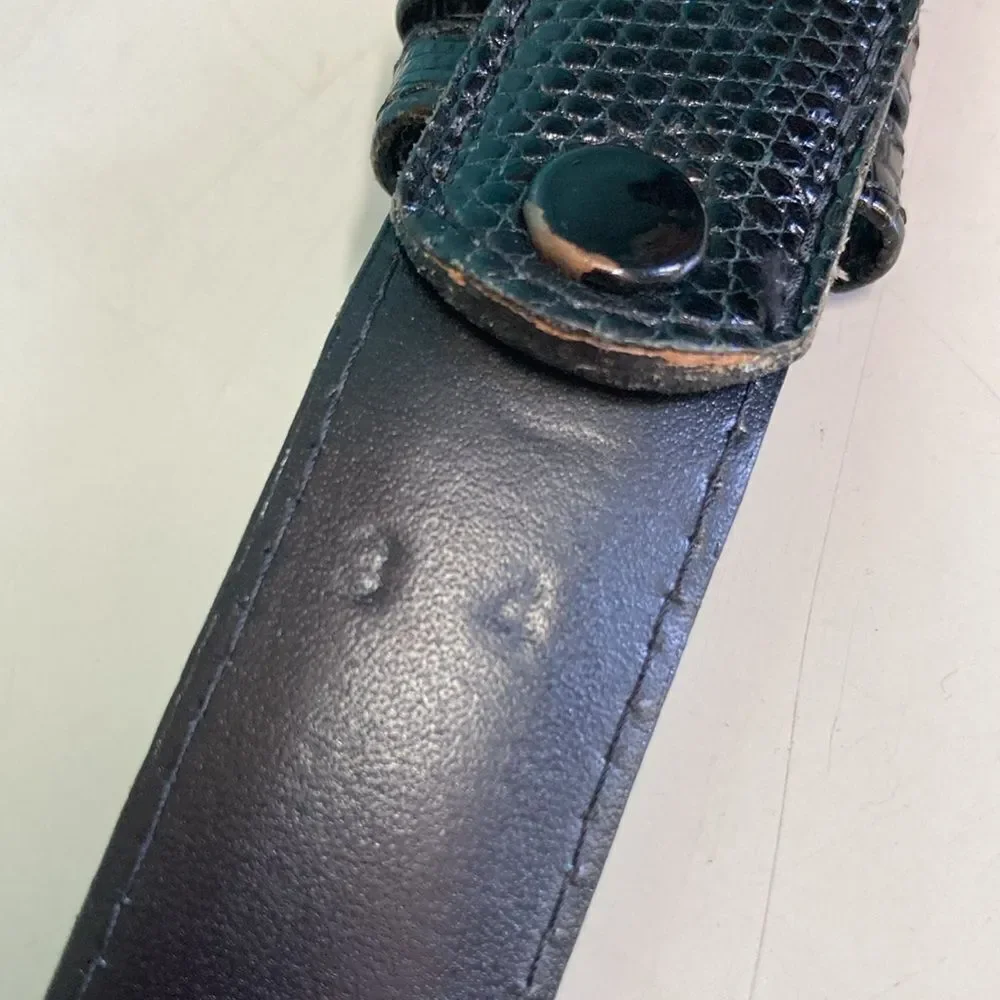 Jeff Deegan Designs Vintage Luxury Black Lizard Belt Mens Size 34