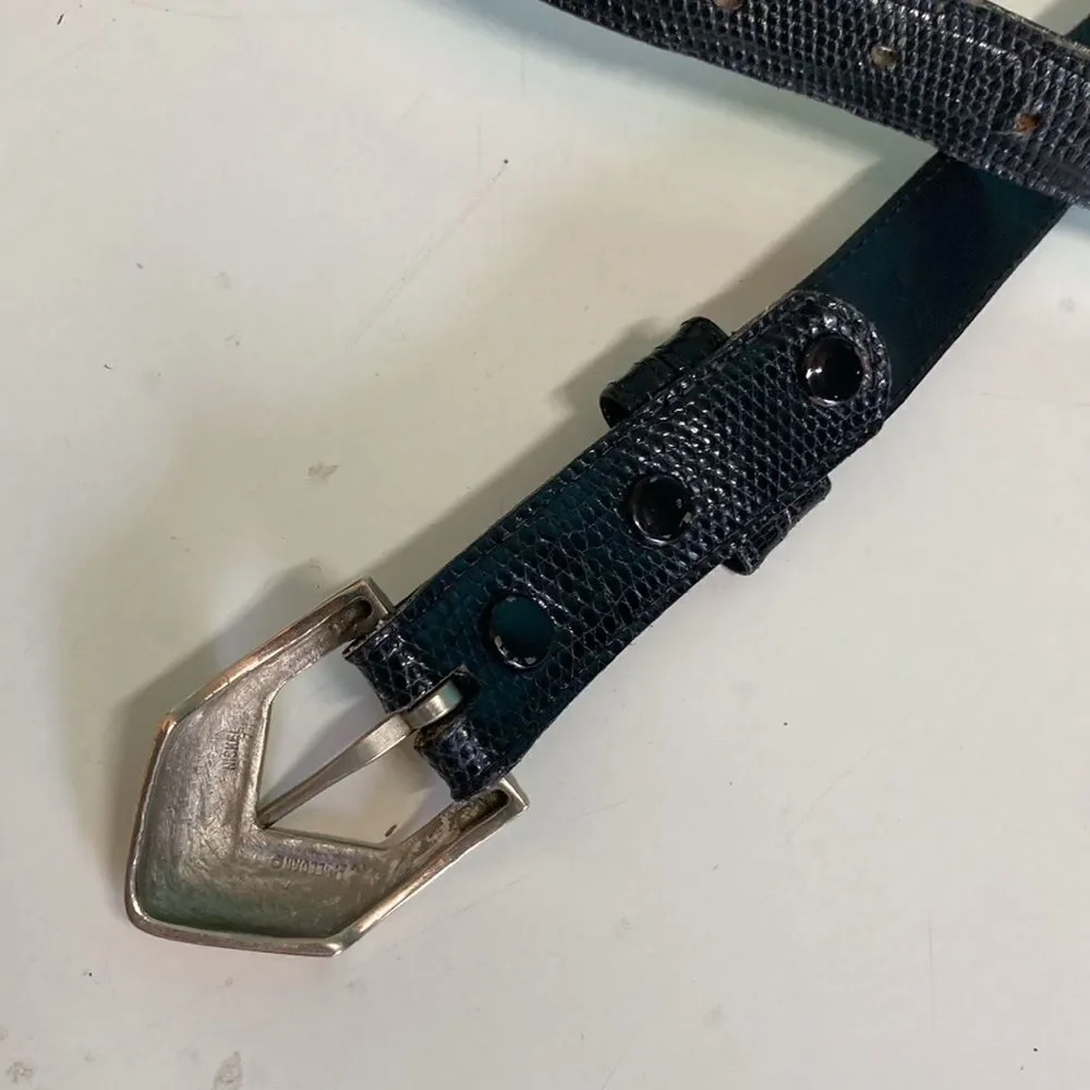 Jeff Deegan Designs Vintage Luxury Black Lizard Belt Mens Size 34