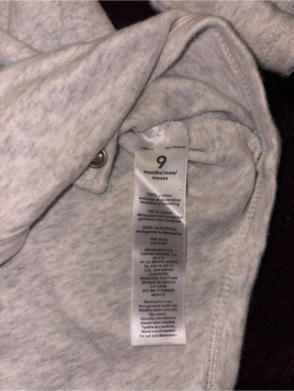 Carters gray 100%