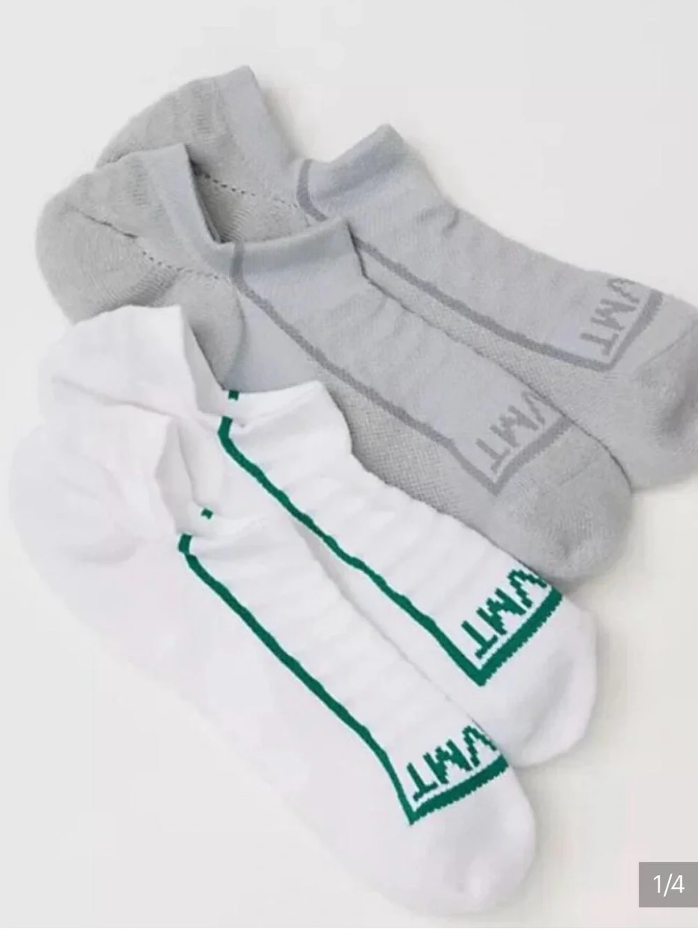 Free People Simple Sport No-Show Sock 2-Pack. NWT. Grey and white