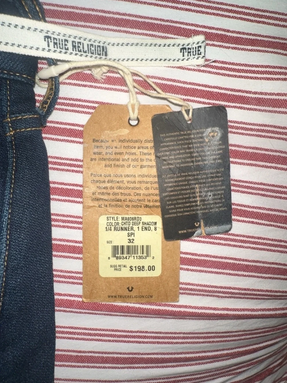 True Religion slim silhouette