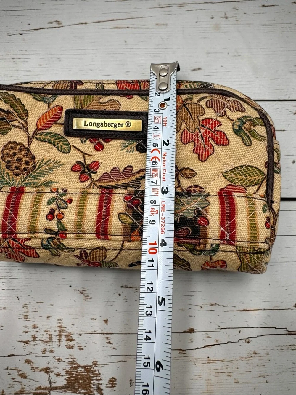 Y2K Longaberger Fabric Zip Cosmetic Bag “Autumn Path” Pattern Clutch Wallet EUC