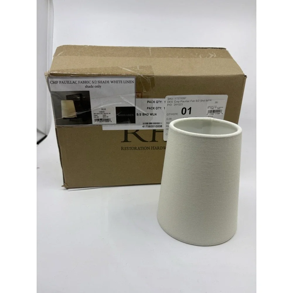 Restoration‎ Hardware Cmp Pauliac S/2 Shade white Linen Lamp Shades New