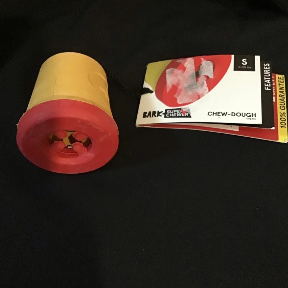 Bark Super Chewer Chew‎ Dough Dog Toy Size S 0 20 lbs Yellow Red