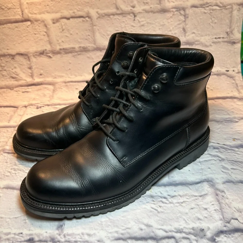 Cole Haan Chukka Boots Mens 9M Black Leather Lace Up Comfort Ankle Lug Sole READ