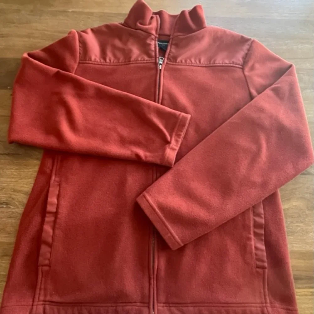 Banana Republic‎ Fleece Jacket Mens Size L Large Full Zip Up Color Rust Maroon