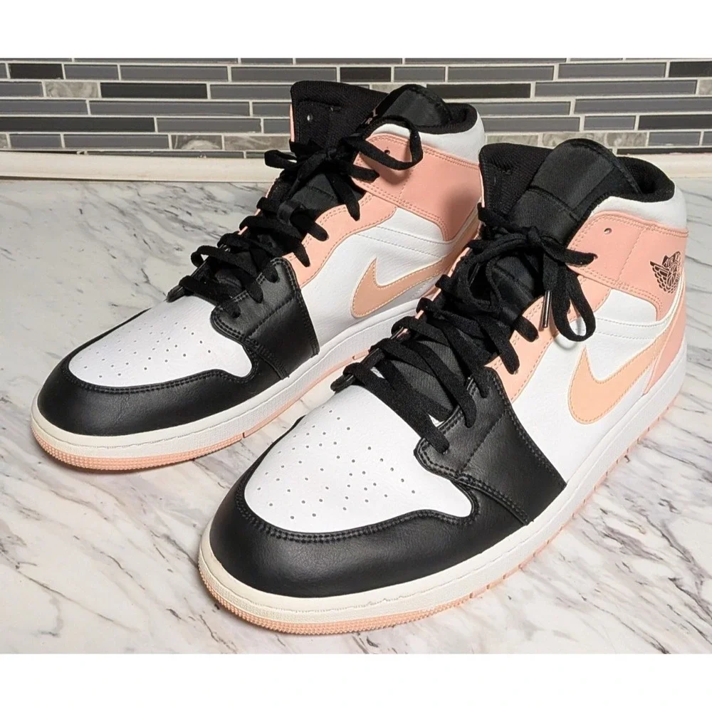 Nike Air Jordan 1 Mid Crimson Tint‎ Arctic Orange Black 554724-133 Men's Size 18
