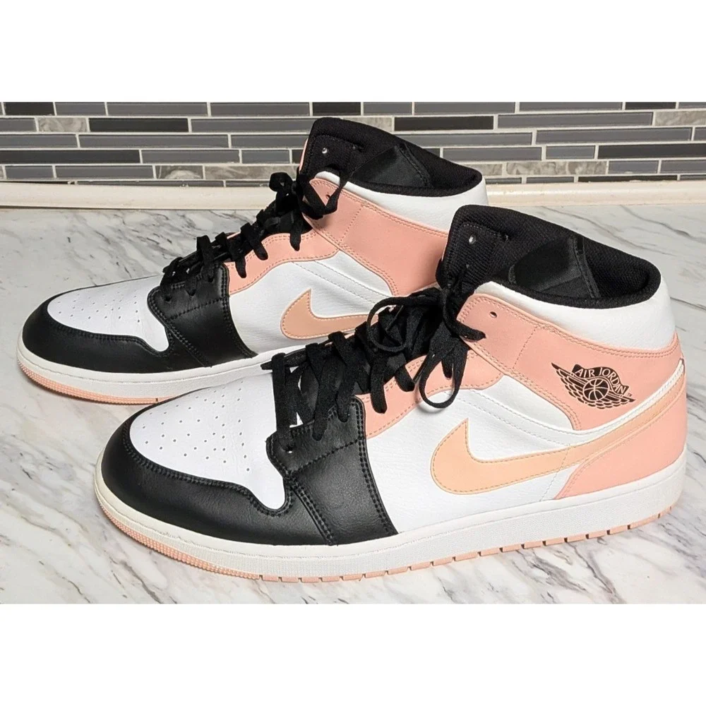 Nike Air Jordan 1 Mid Crimson Tint‎ Arctic Orange Black 554724-133 Men's Size 18