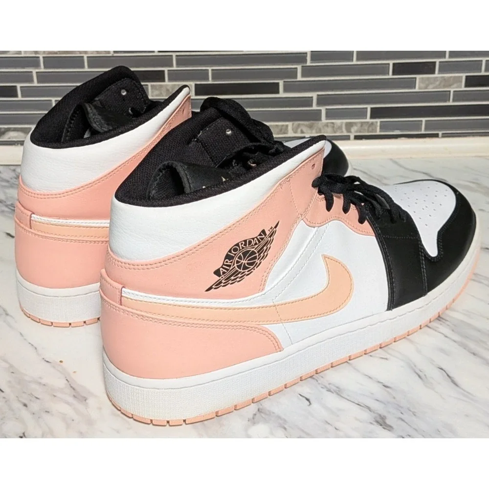 Nike Air Jordan 1 Mid Crimson Tint‎ Arctic Orange Black 554724-133 Men's Size 18