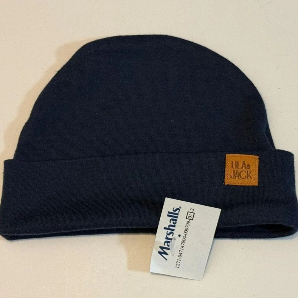 Brand new Navy Blue‎ Infant Size Baby Beanie Hat Cap by Lila and Jack