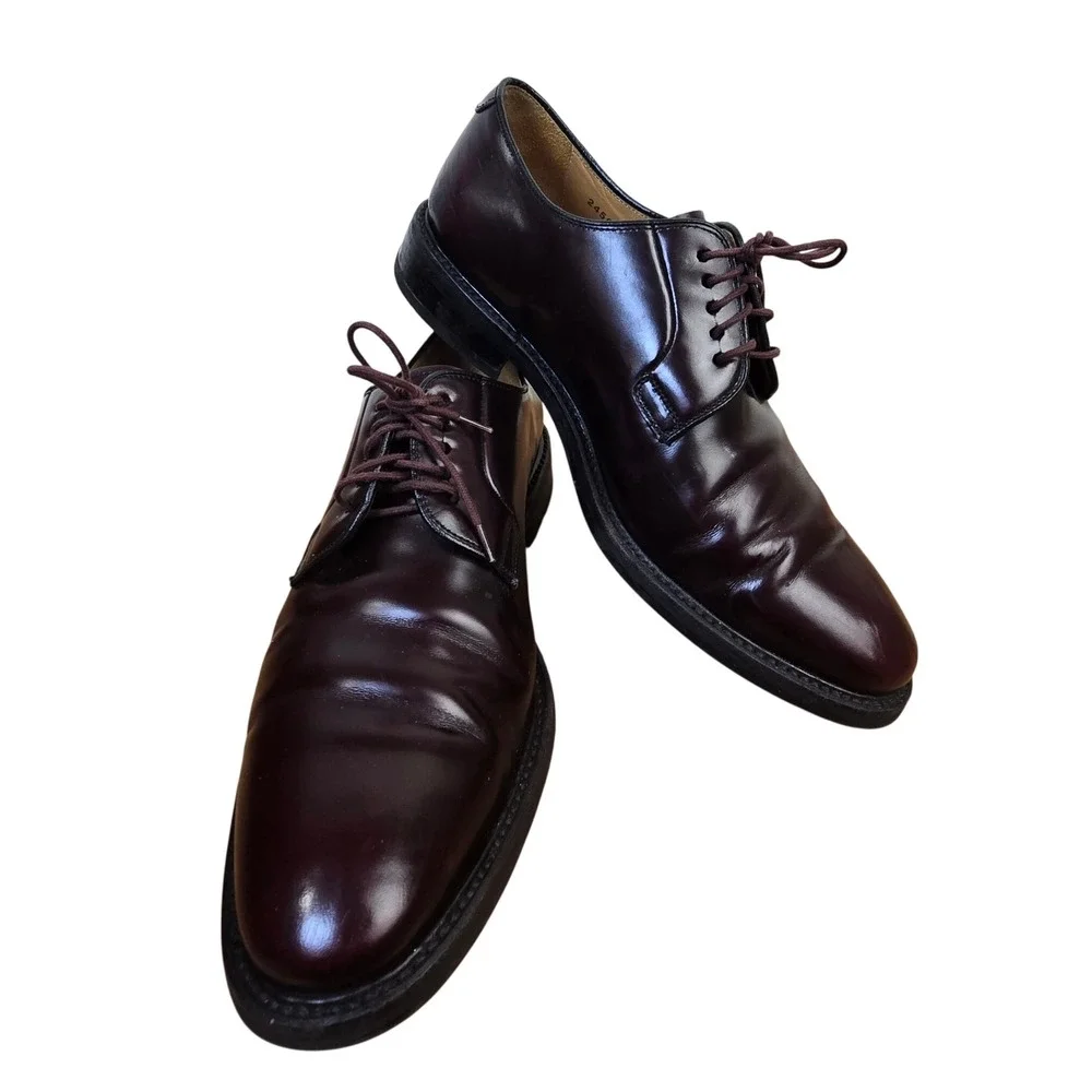 Sebago Oxblood Plain-Toe Derby Leather‎ Shoes Dainite Sole Goodyear Welt Mens 9