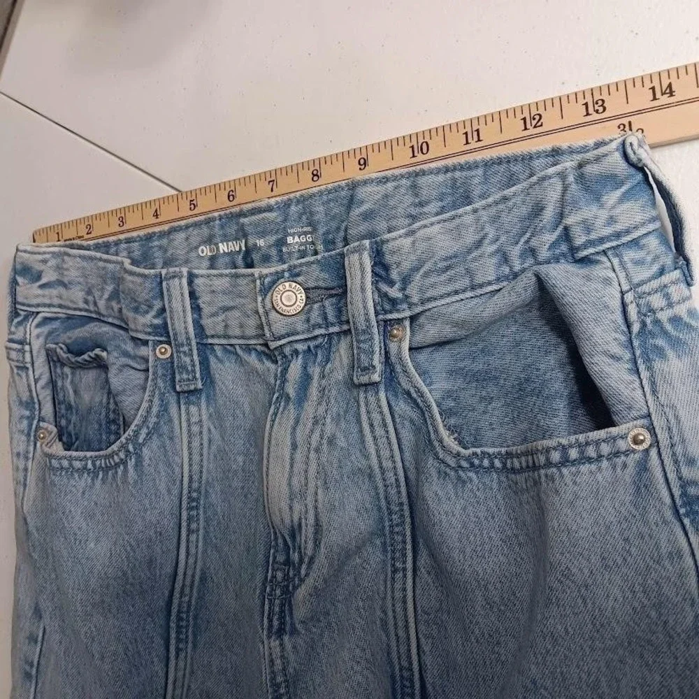 Old Navy Jeans Kids 16 Blue High‎ Rise Baggy Cargo Wide Leg Denim Pants