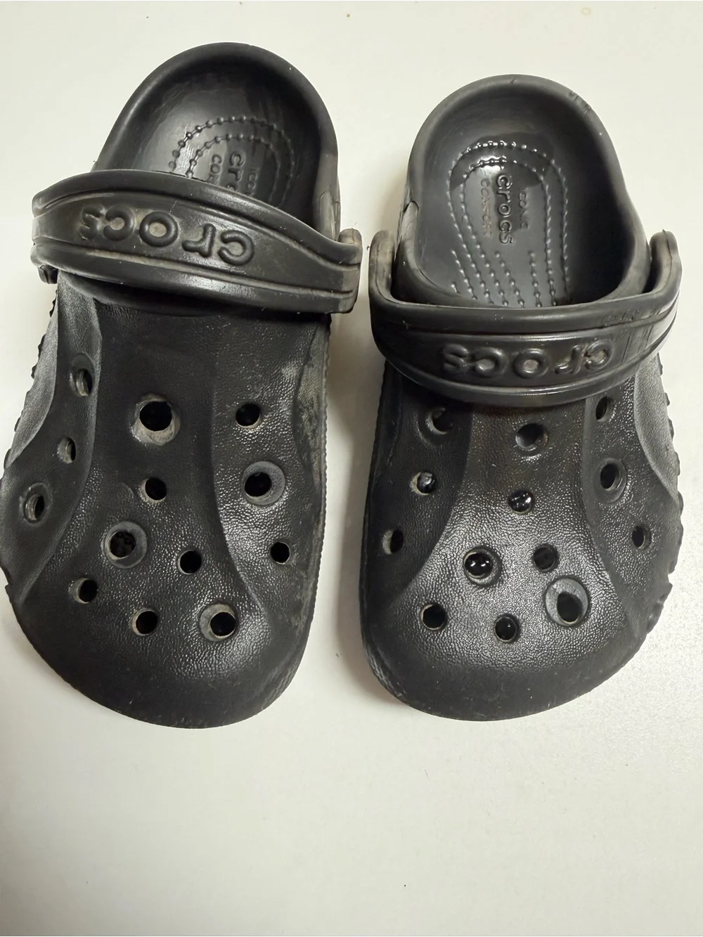 CROCS Kids Black Vented Clogs with Heel Strap