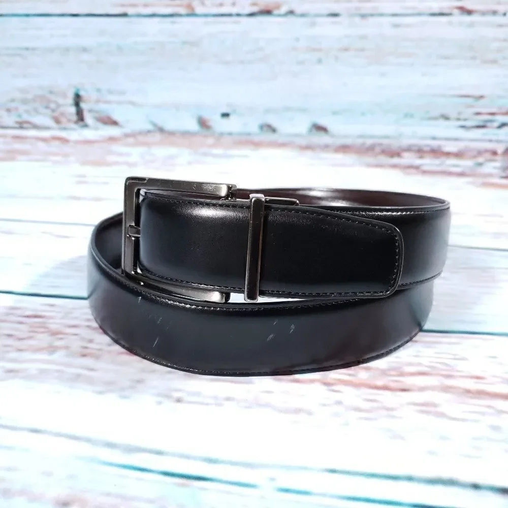 Perry Ellis reversible black brown leather belt 32