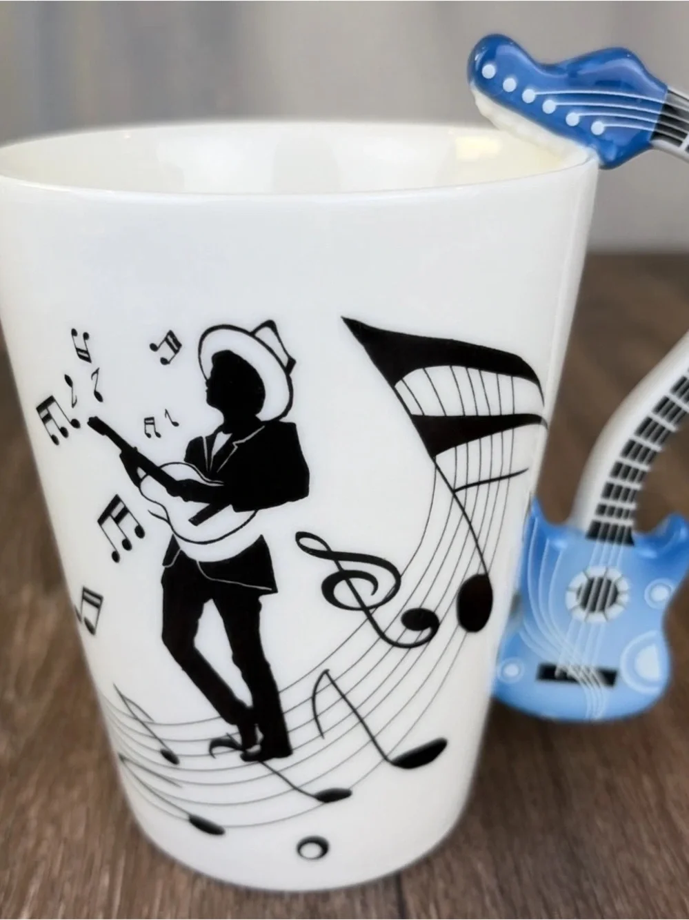 Acoustic Guitar Handle Music Note Coffee Cup Mug Musician Teacher Blues