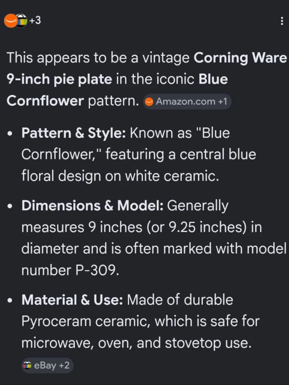 Corningware pie plate