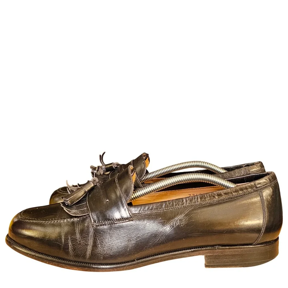 Mezlan Santander Black Leather Tassel Loafer Dress Shoes Men's Size‎ 9 Vintage