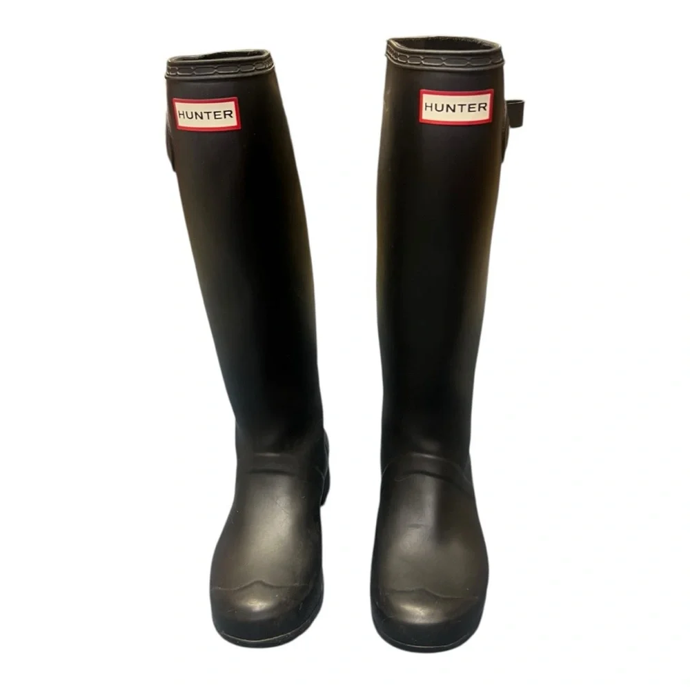 Hunter Original Tall Black Matte Rain Boots Womens Size‎ 7 Wellington Boots