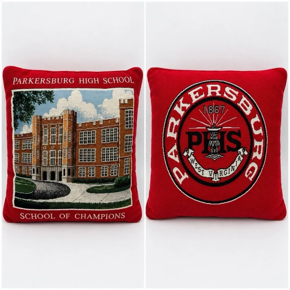 Vintage Parkersburg High School Woven Tapestry Throw Pillow School of Champions