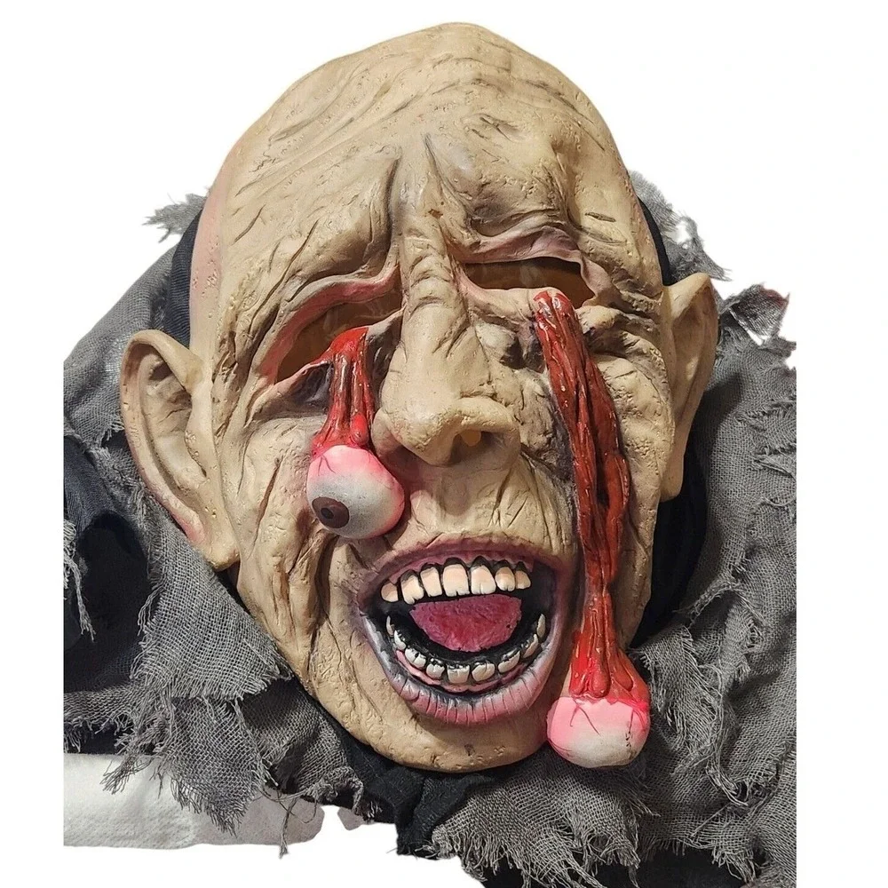 Scary Horror Halloween Mask‎ Bloody Dangling Eyeballs Tattered Cloth Cosplay