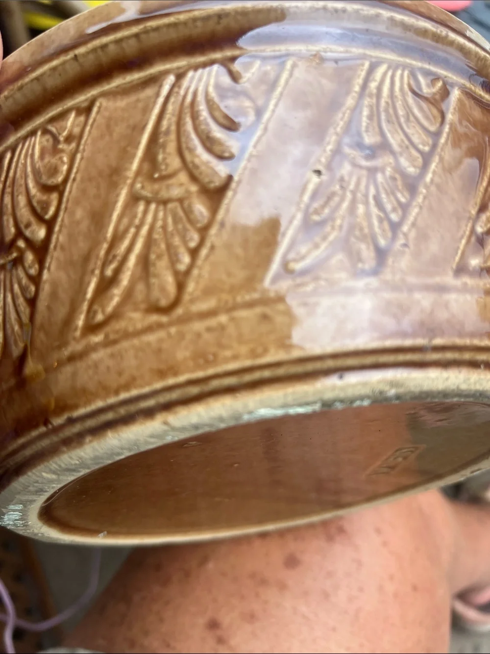 Vintage Caramel Ceramic Serving Bowl