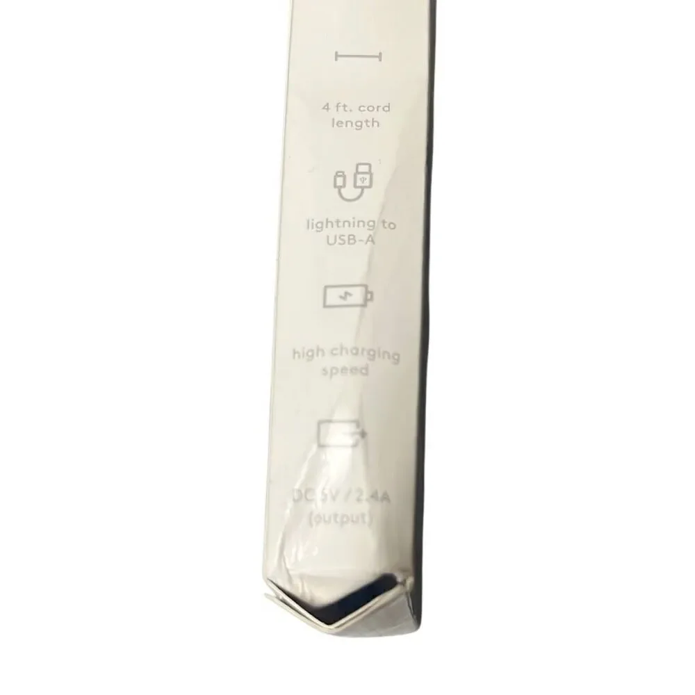 Heyday 4' Lightning to USB-A Round Cable Gray MFI-‎ certified Apple Iphone Ipad