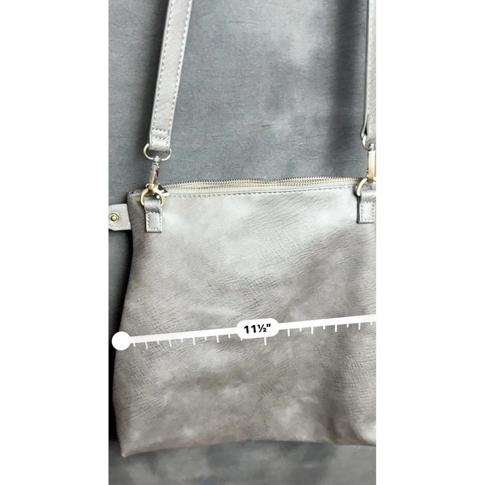 Antik Kraft Gray Vegan Leather Crossbody Bag Medium Satchel Faux‎ Leather Purse