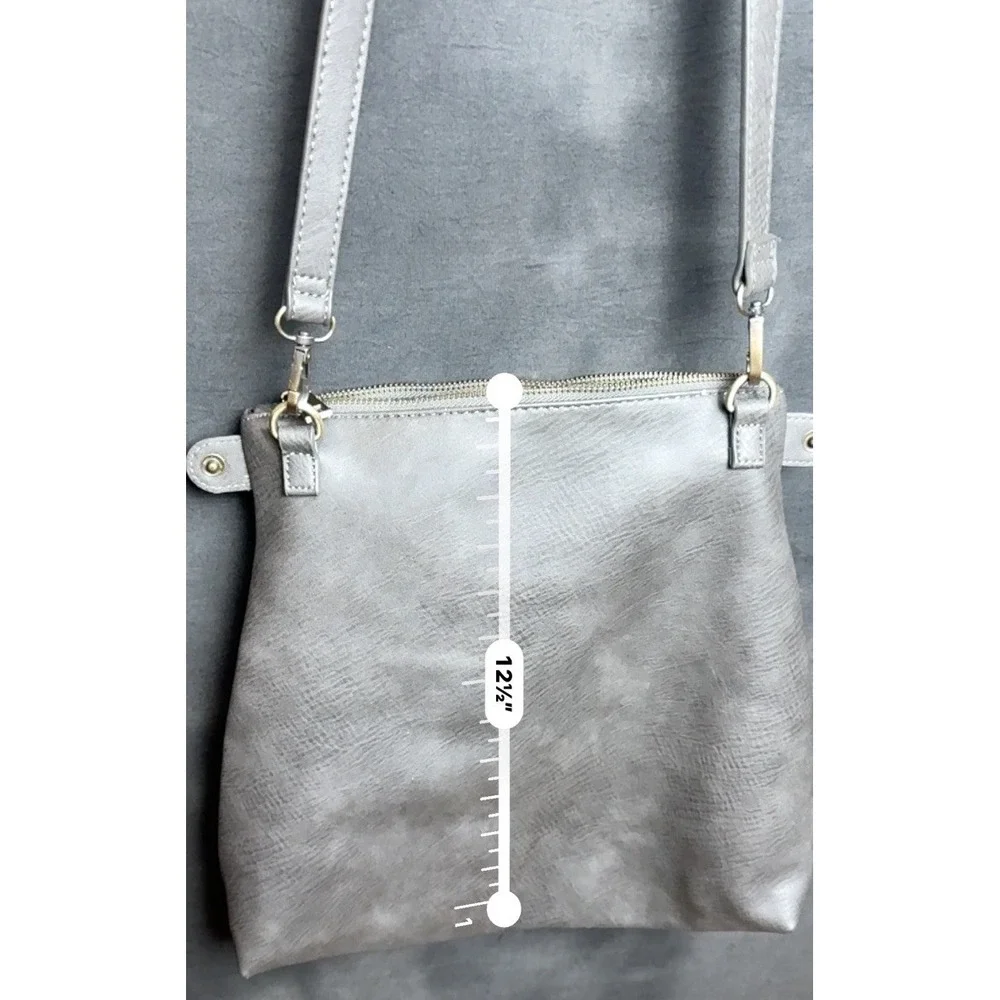 Antik Kraft Gray Vegan Leather Crossbody Bag Medium Satchel Faux‎ Leather Purse