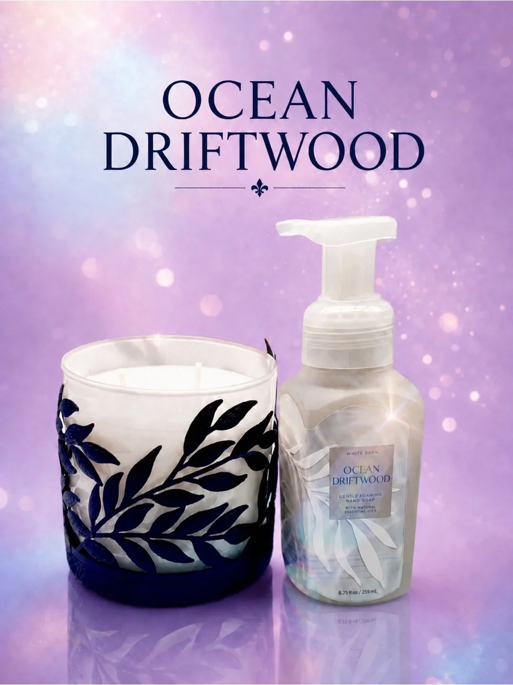 BBW Ocean Driftwood Collector Set 3-Wick Candle Soap Holder 5pc