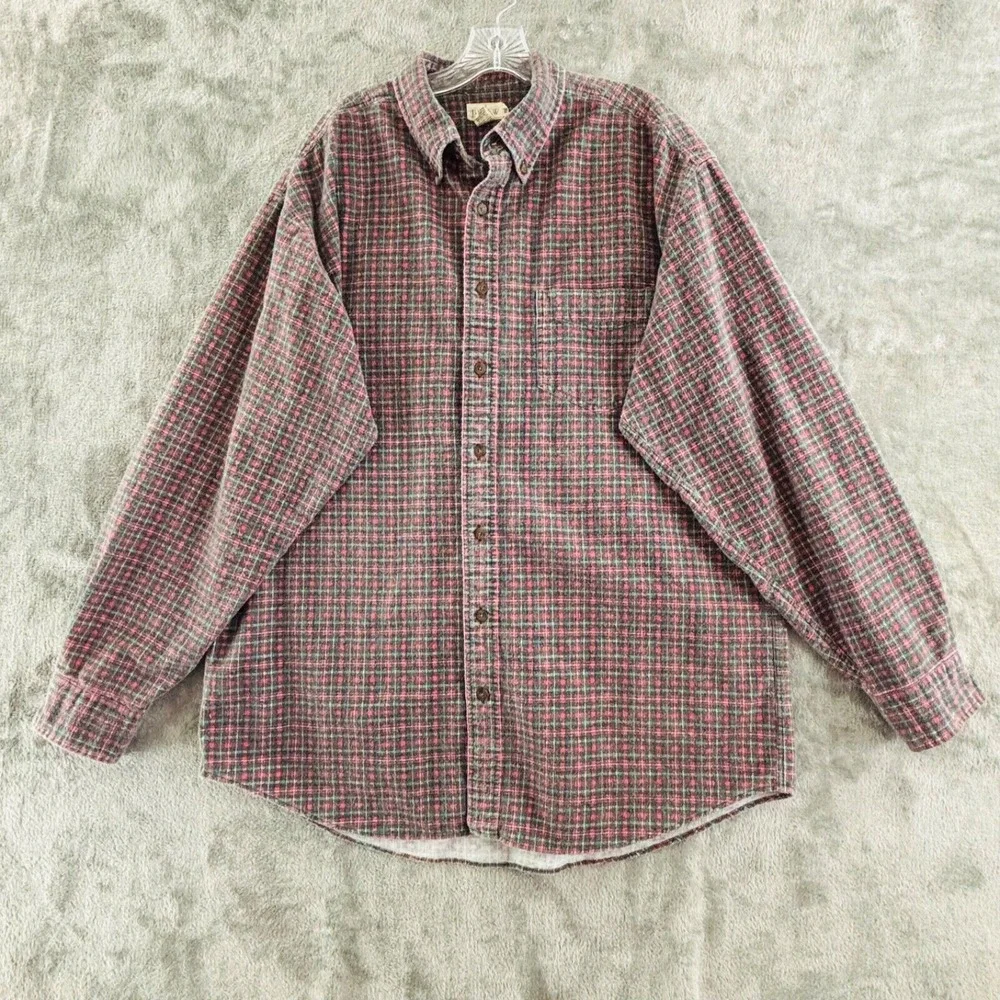 Vintage J.Crew Flannel Shirt Mens XLT Red Green Plaid Long Sleeve Button Oarsman