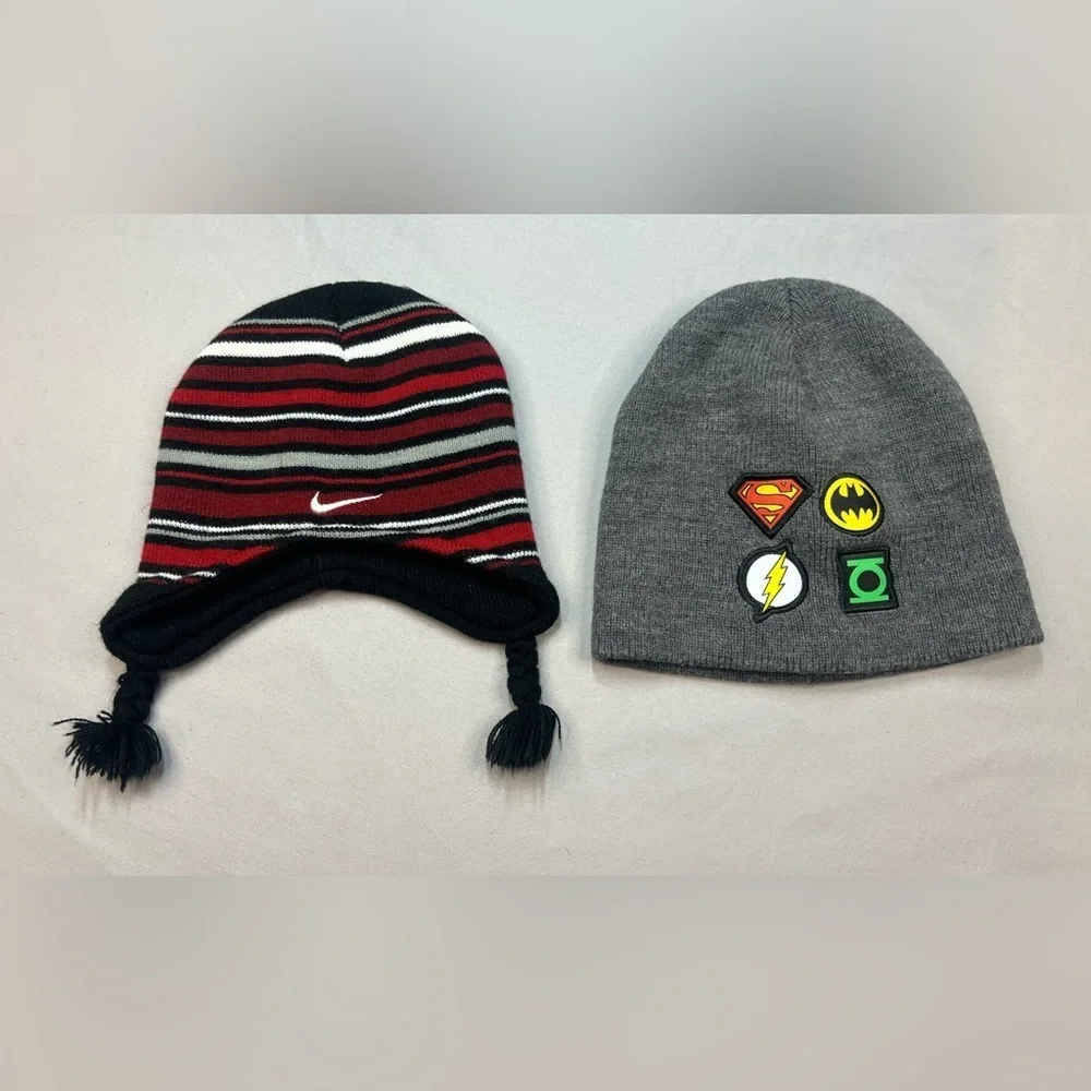 Toddler Hats Lot (Ages‎ 2–4) – Nike Knit Winter Hat & DC Comics Beanie