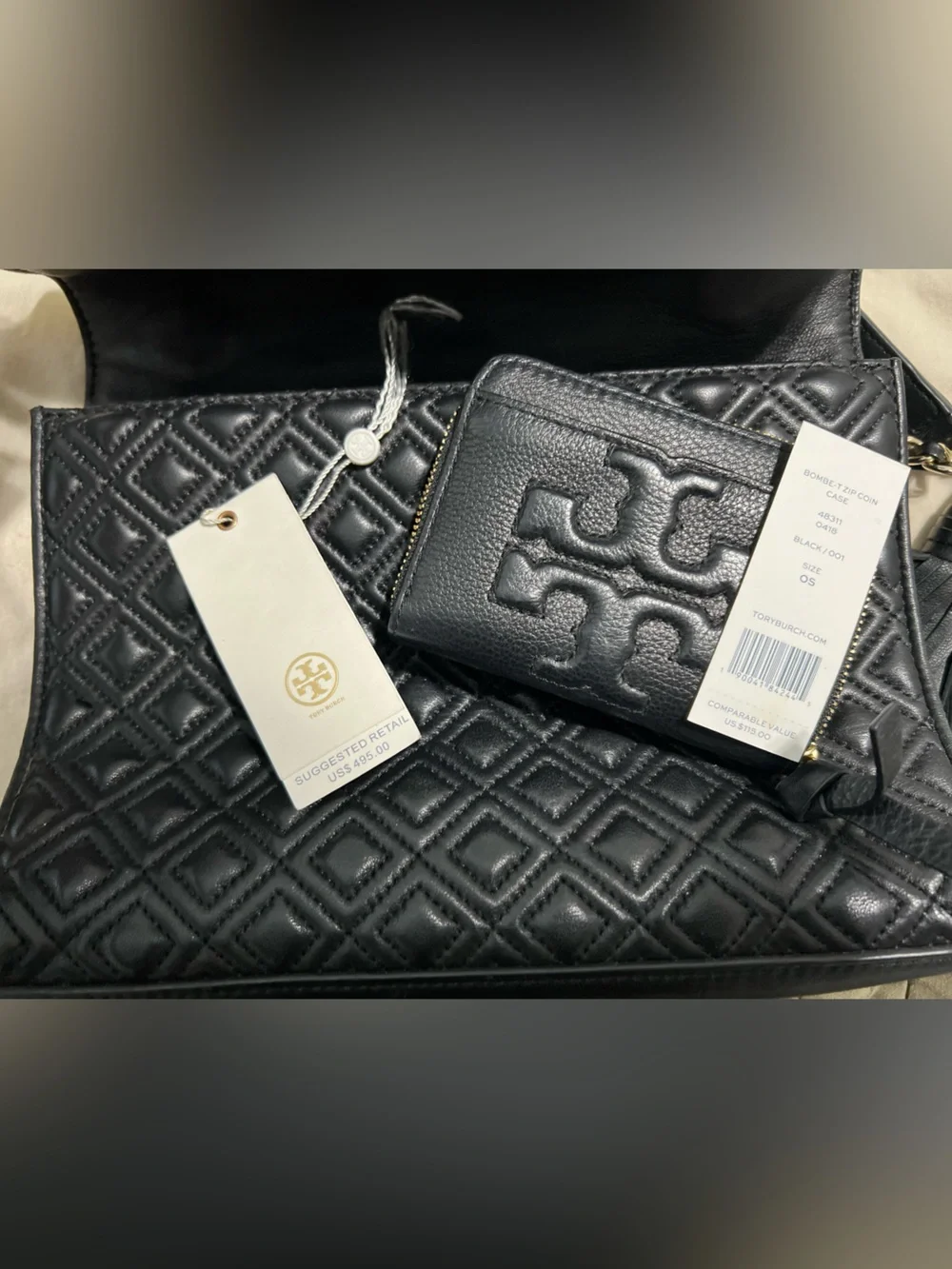 Tory Burch tags coin black