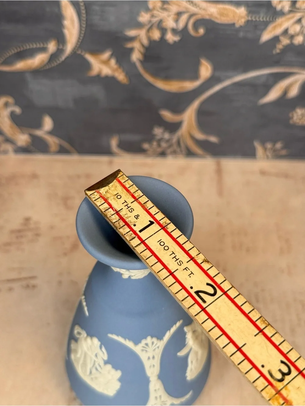 Vintage Wedgwood Jasperware Pale Blue Bud Vase England Classical Relief