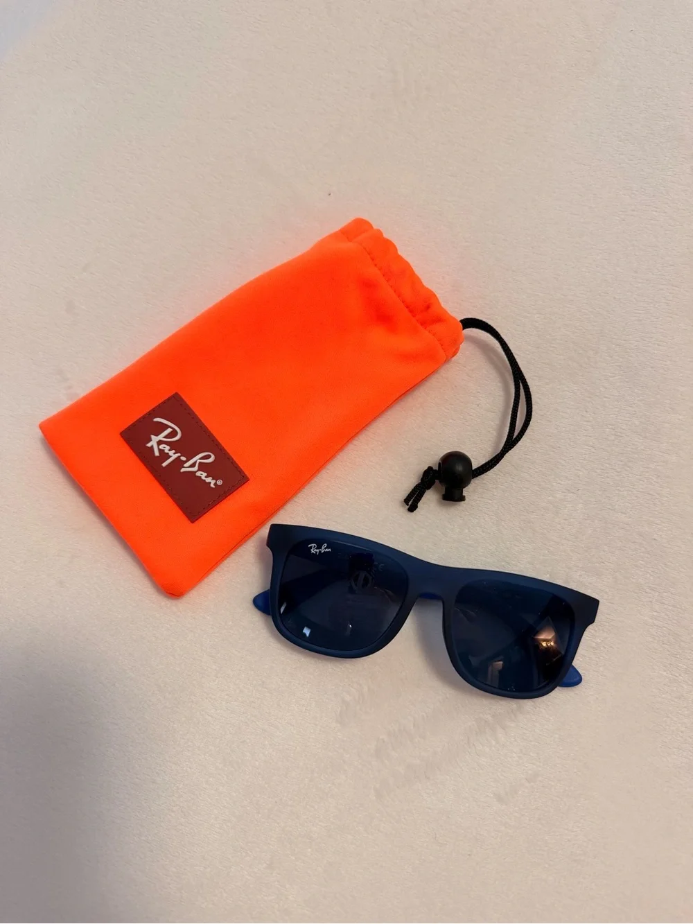 Ray-Ban Kids Navy Blue Sunglasses with Bright Orange Pouch
