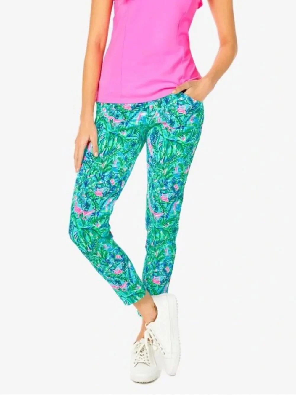 Lilly Pulitzer Luxletic Corso Pant in Blue Horizon Par Fection Golf Size 10