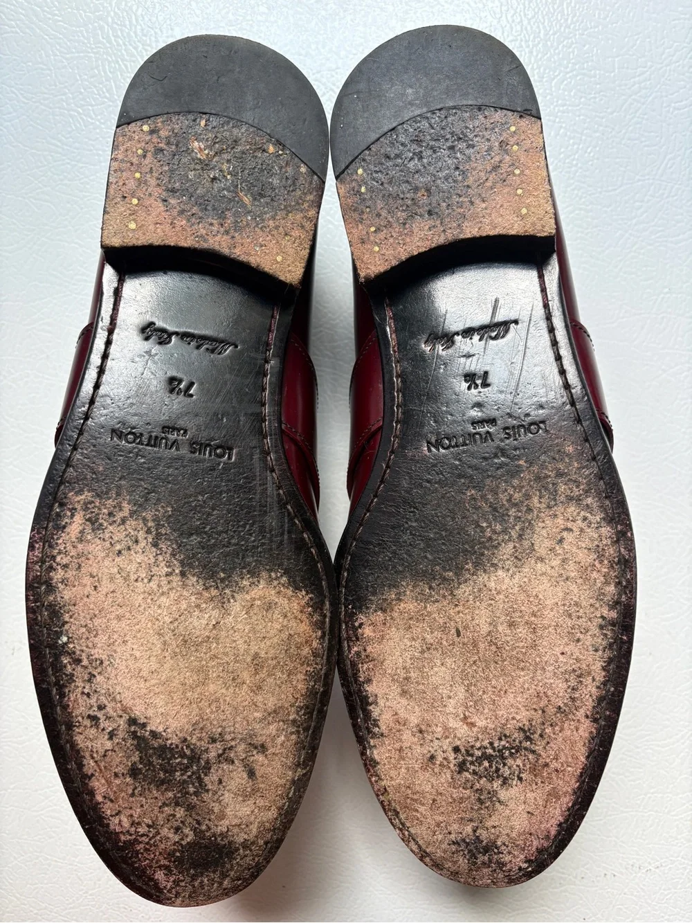 Louis Vuitton Men’s Burgundy Leather Penny Loafers