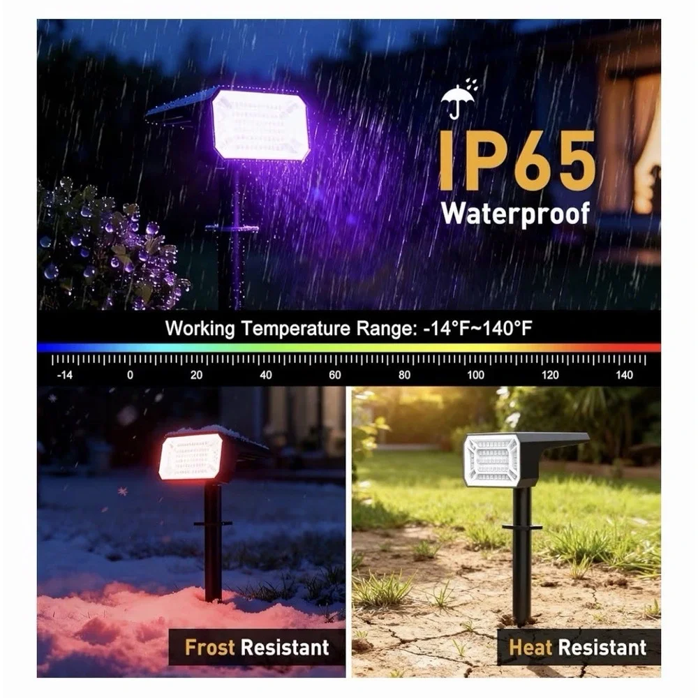 Solar Color Changing Spot Lights Outdoor Waterproof IP65, [4 Pack/32 LED/7 Mo...