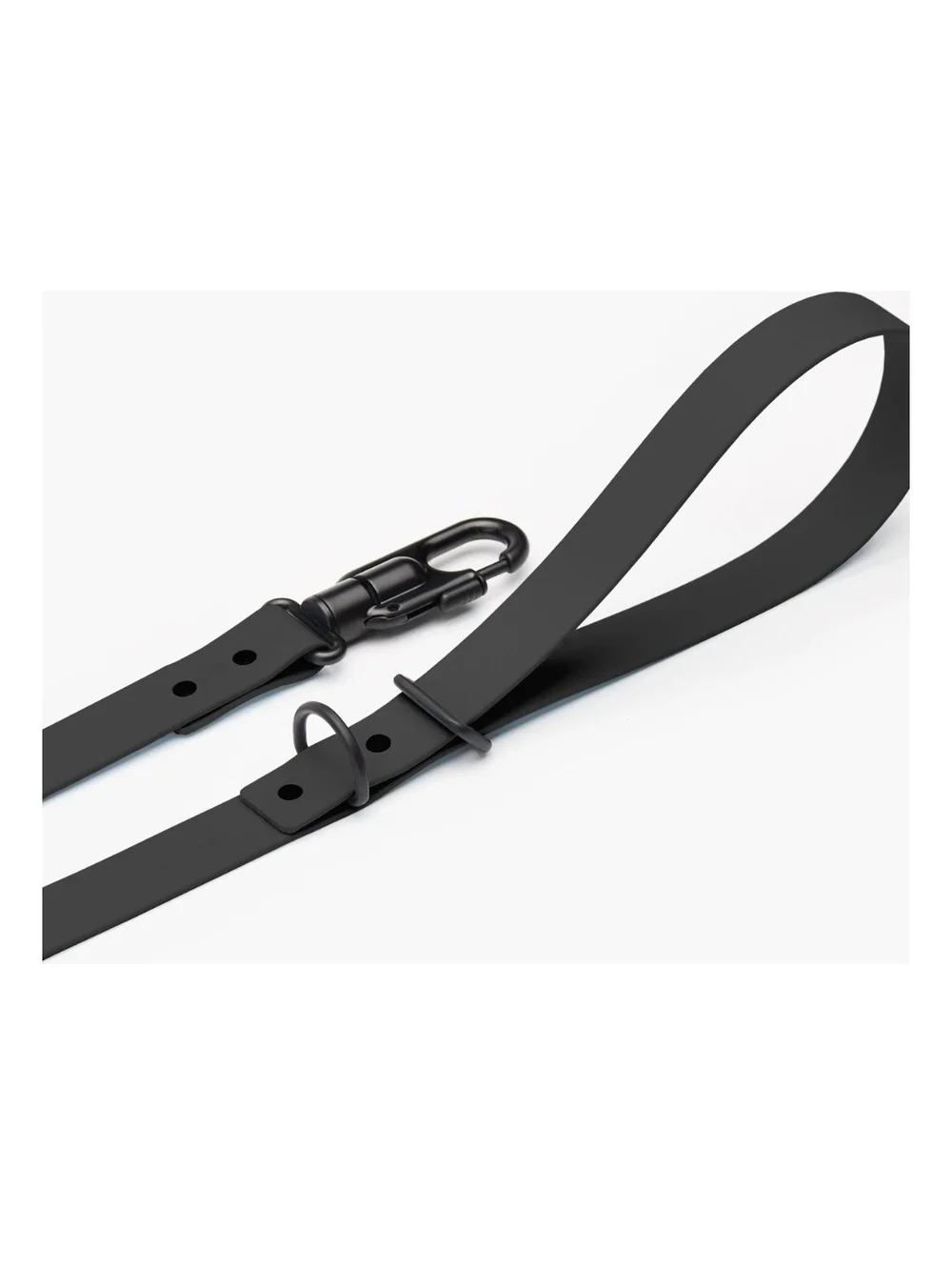 Fable Black Leather Dog Leash with Gunmetal Hardware M