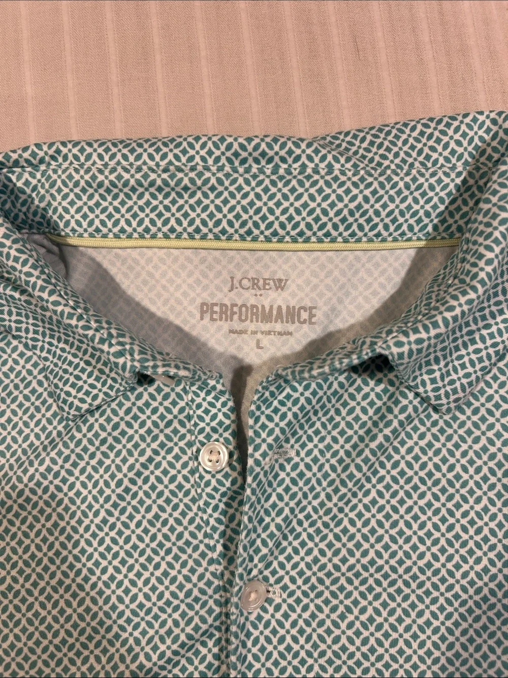 J. Crew Men's Aqua Patterned Polo