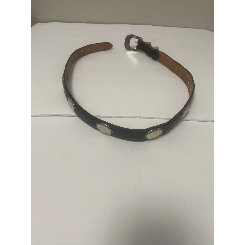 Nocona Concho Belt Black Leather Silver Accents Men’s 32 Southwestern