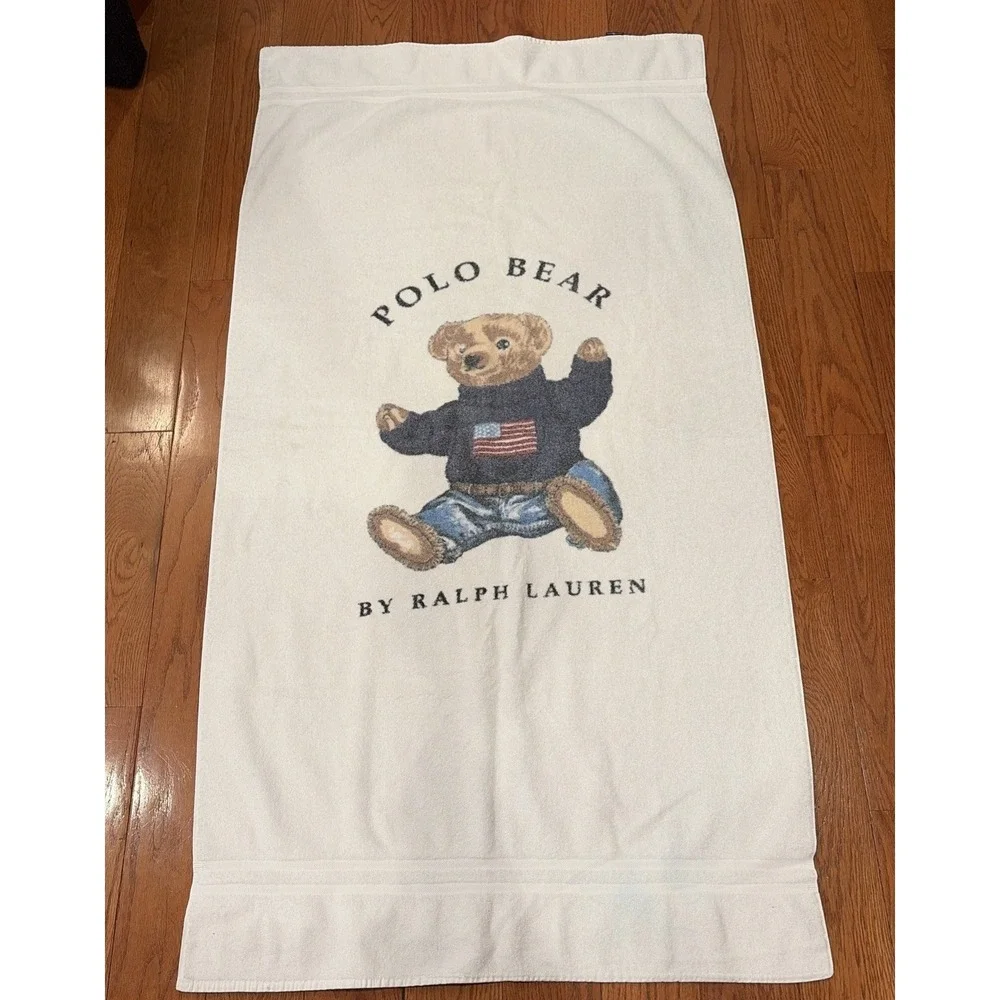 Vintage Ralph Lauren Polo Bear X-Large Beach Towel 35x72