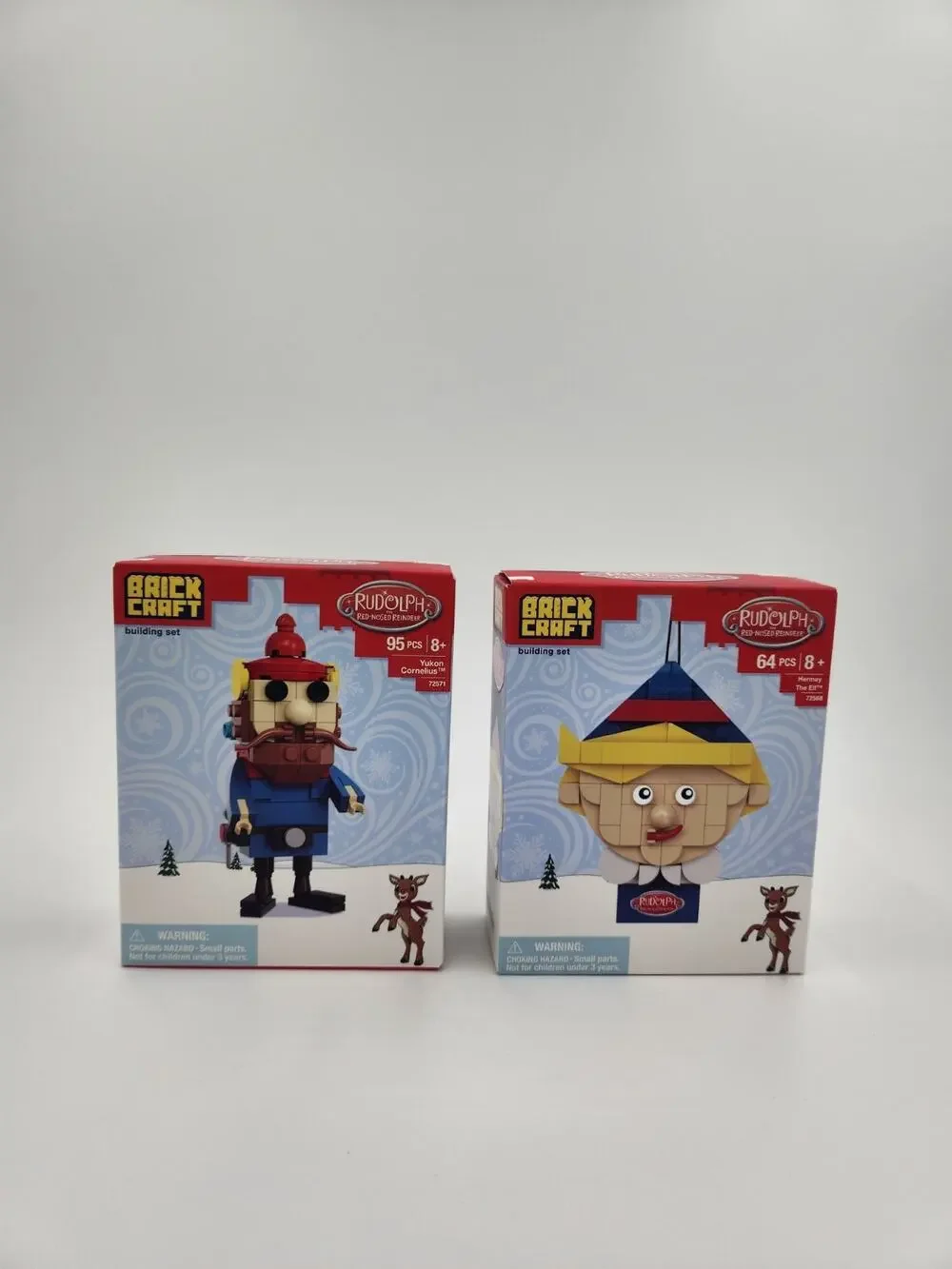 Lot of 2 Brickcraft Rudolph The Elf Decoration and Yukon Cornelius New with Tag