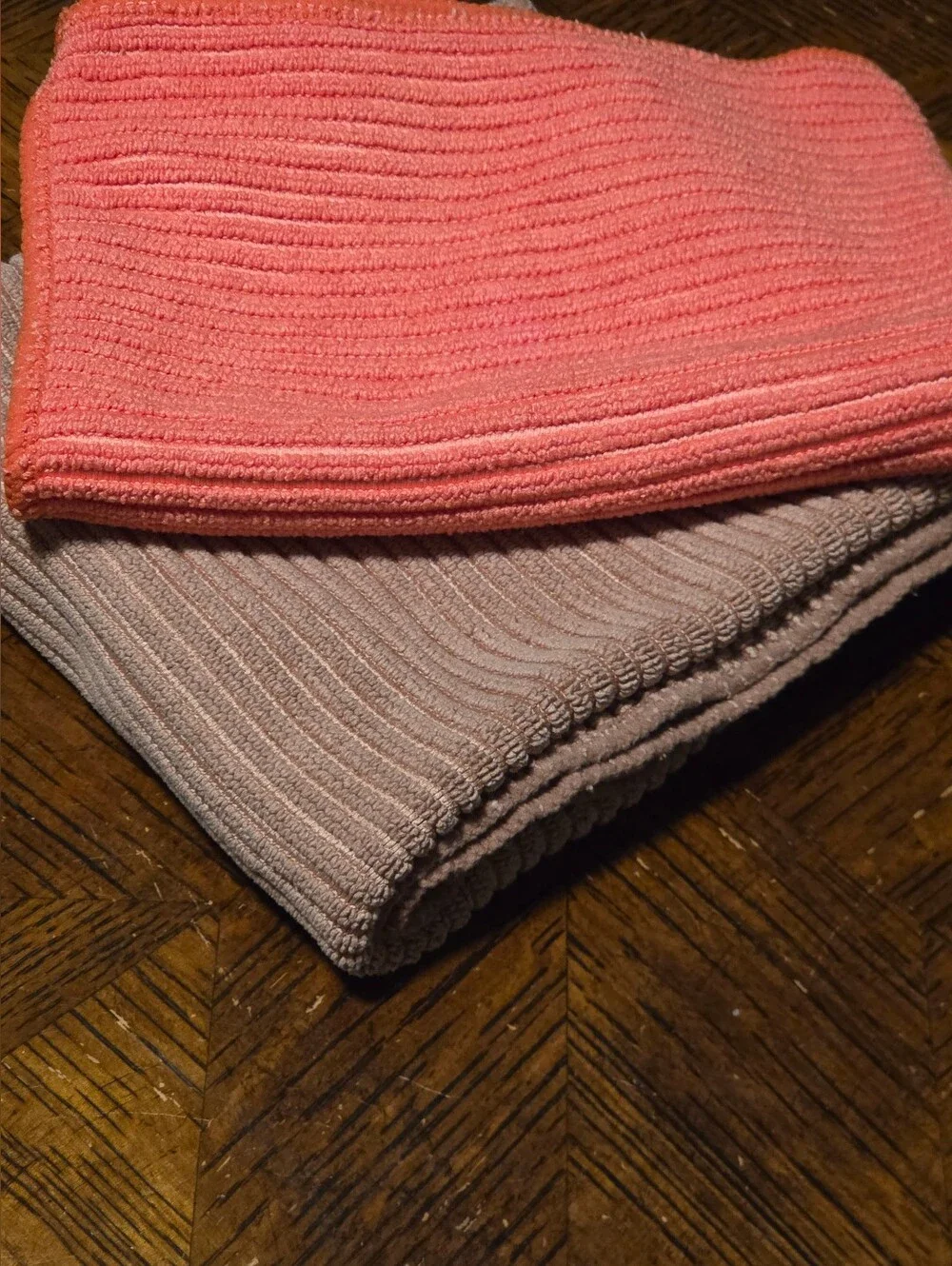 Norwex BacLock Kitchen Cloth Towel Set Microfiber Coral Pink Taupe Brown 2pc