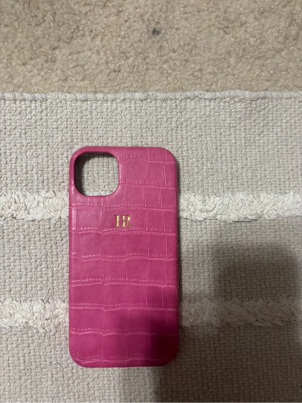 Pink Monogram iPhone Case - Hot Pink Faux Croc