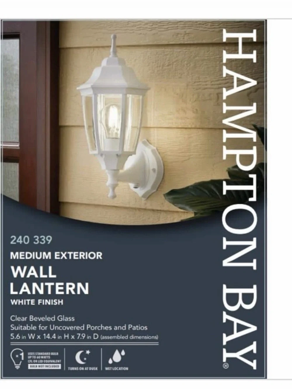 New Hampton Bay Kingsbrook 14” White Exterior Wall Lantern light